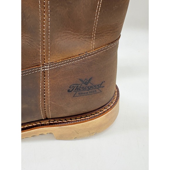Thorogood Work Boots Mens 10.5EE Brown Leather Moc Toe Wedge Sole Pull On - Picture 7 of 11